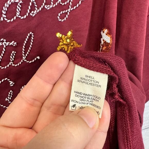 Impressions Plus Size Maroon "Classy Until Kickoff" Sequin Football Top Size 2X - Picture 8 of 9